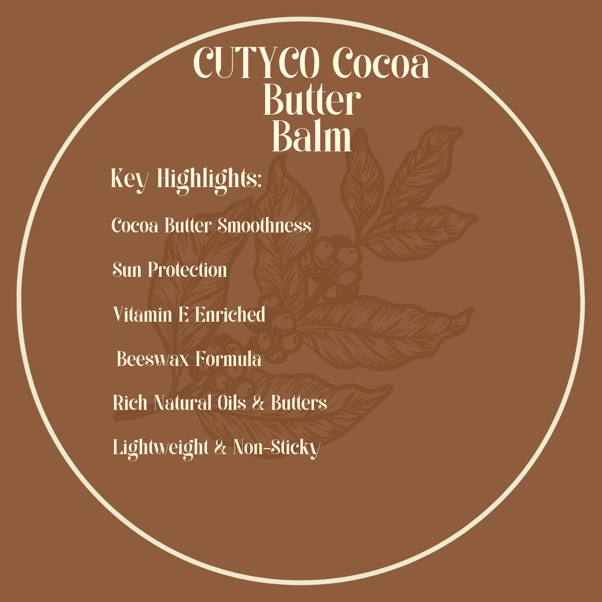 CUTYCO Natural Lip Balm with Cocoa Butter, Soothing and Brightening, 10g